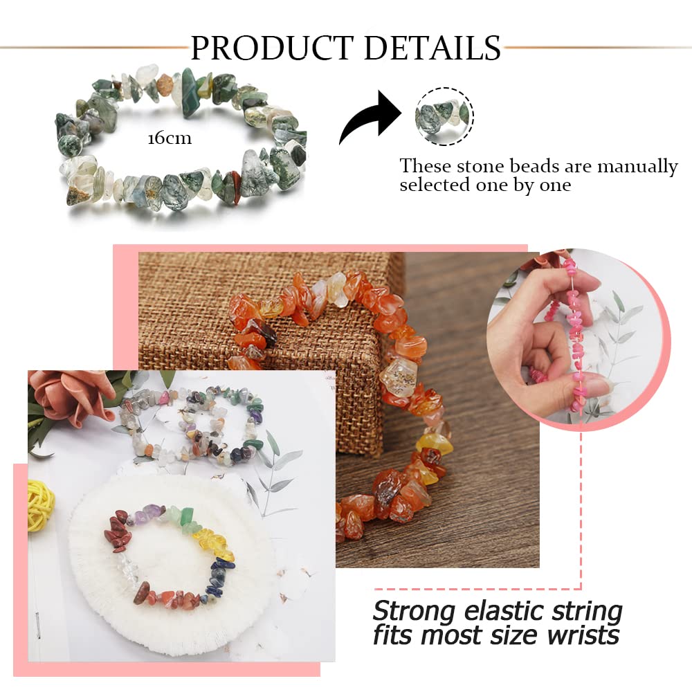 SAMOCO 20Pcs Natural Gemstone Beaded Bracelets for Women