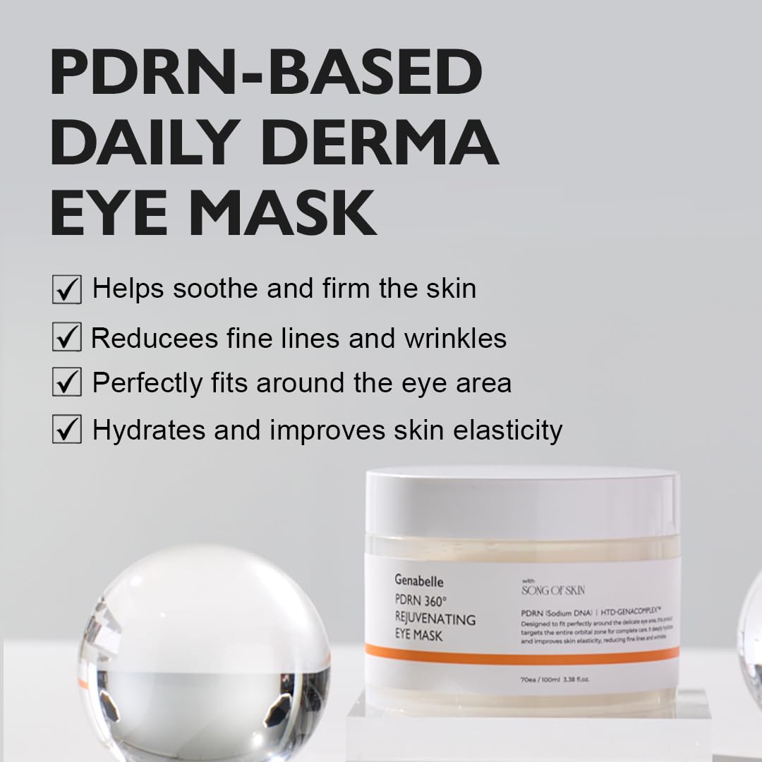 Genabelle PDRN 360° Rejuvenating Eye Mask – Full Eye Area Care for Hydration, Firming & Elasticity with PDRN & Peptides – Targets Dark Circles, Puffiness & Fine Lines – 3.38 fl oz.