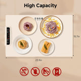 Food Warming Mat- Foldable Warming Mat for Food with Adjustable Temperature Control Time Moders Locking Function Electric Warming Tray for Parties,Home,Travel,Buffet Beige