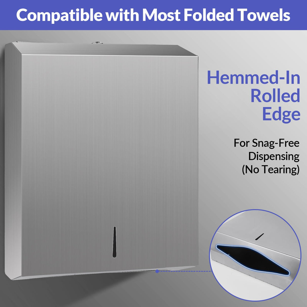 Stardrix Paper Towel Dispenser Wall Mount, Brushed Stainless Steel Commercial Paper Towel Holder with Lock, Large Capacity 400 C Fold/525 Multifold Towels