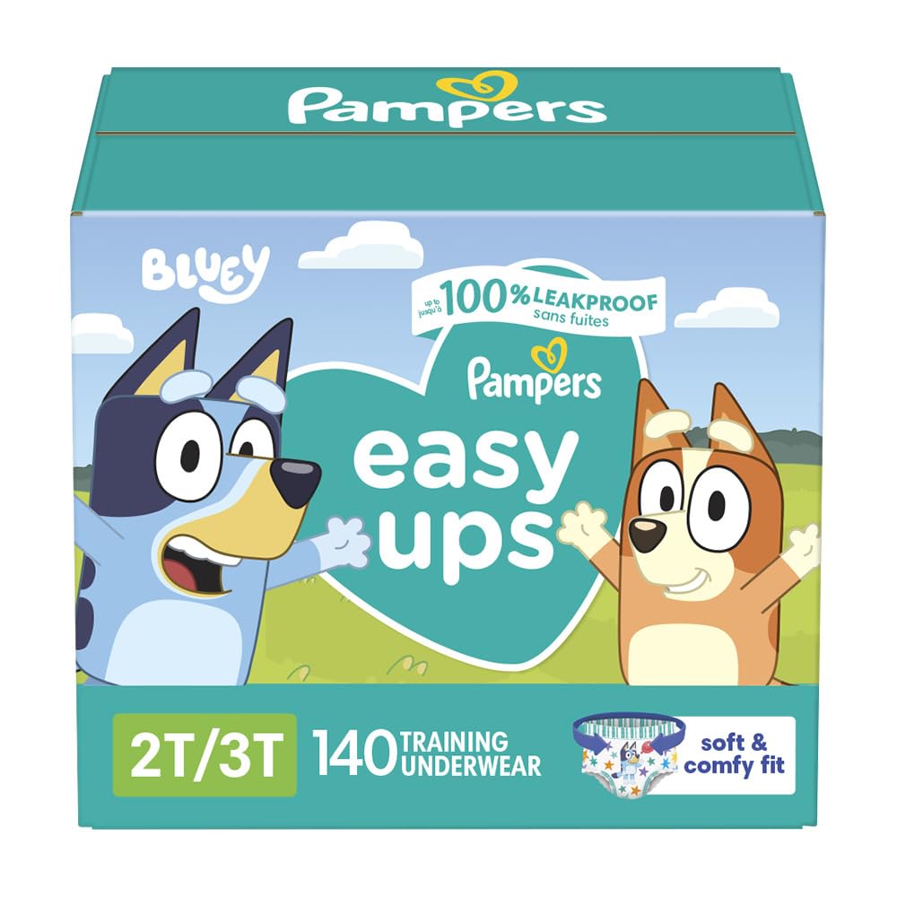 Pampers Training Pants - Easy Ups Boys & Girls Bluey - Size 2T-3T, 140 Count, Children's Potty Underwear (Packaging May Vary)