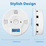 Shackcom Combination Smoke and Carbon Monoxide Detector, 5-Year Battery Smoke Alarm with LCD Display for Home, 1 Pack, White