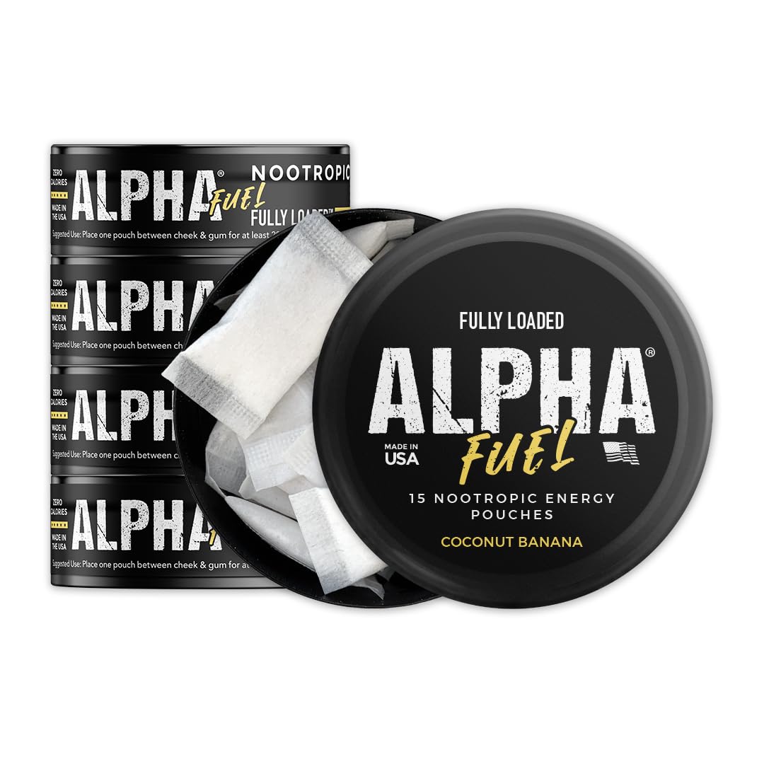 Fully Loaded Alpha Fuel Nootropic Pouches (Coconut Banana Fuel) - Nootropic Energy Pouches with Caffeine, Alpha GPC, Tyrosine, Taurine, Guarana and More