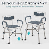 Shower Chair for Elderly and Disabled (450lb) with Padded Armrests and Back, Adjustable Height Shower Seat, Heavy Duty Shower Chairs for Inside Shower, Handicap - Blue