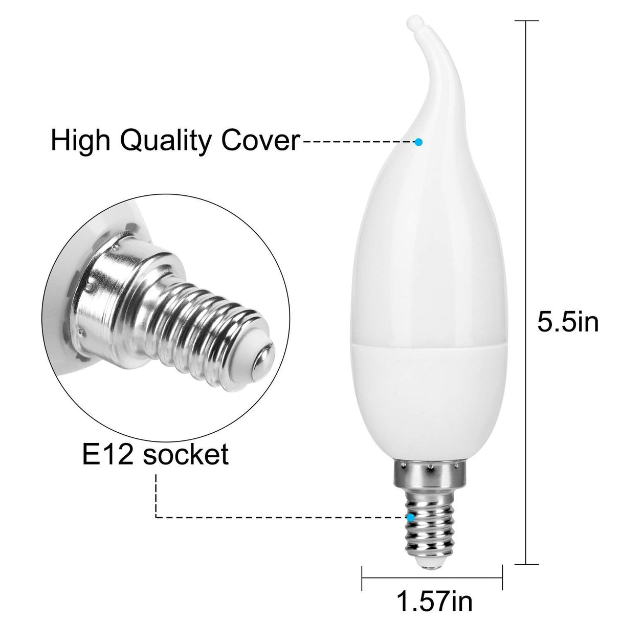 Venforze E12 6 Pack 3 Mode LED Candelabra Flame Light Bulbs, 1.2W Warm White, 1800k Candle Light, Flame Tip for Christmas Party Decorations