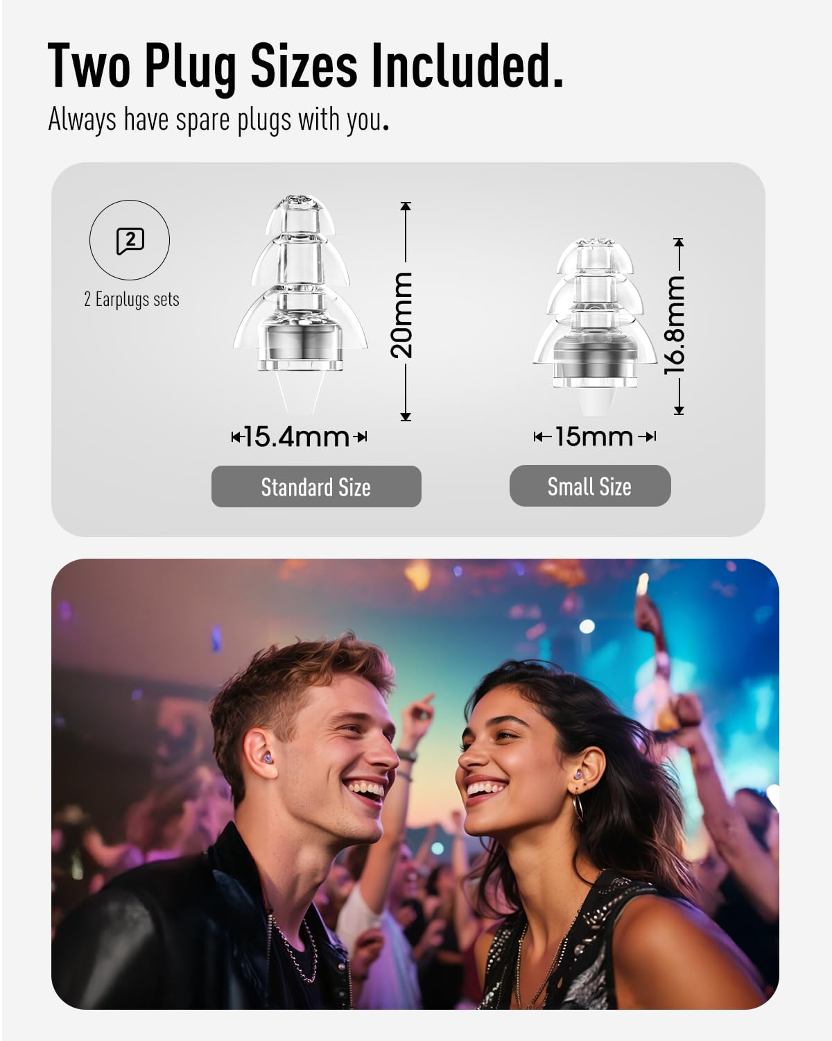 Hearprotek Concert Ear Plugs, 2Pairs Reusable high Fidelity Musician Ear Plugs for Concerts Loud Music-Noise Reduction Ear Protection earplugs for Rave,Festival,Music,Tinnitus Relief