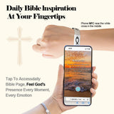 CLZWiiN 6Pcs Daily Bible Verse Bracelets, Jesus Christian Bracelet with NFC, Bible Verses Elastic Wearable, Christian for Women Men Teens Gifts (Color-08)