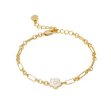 Alex and Ani Mother Of Pearl Daisy Charm Chain Bracelet