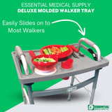 Essential Medical Supply Molded Walker Tray with Cup Holder - Perfect for Mobility and Transport, Fits Most Walkers and Provides Convenient Tray for Almost Any Folding Walker