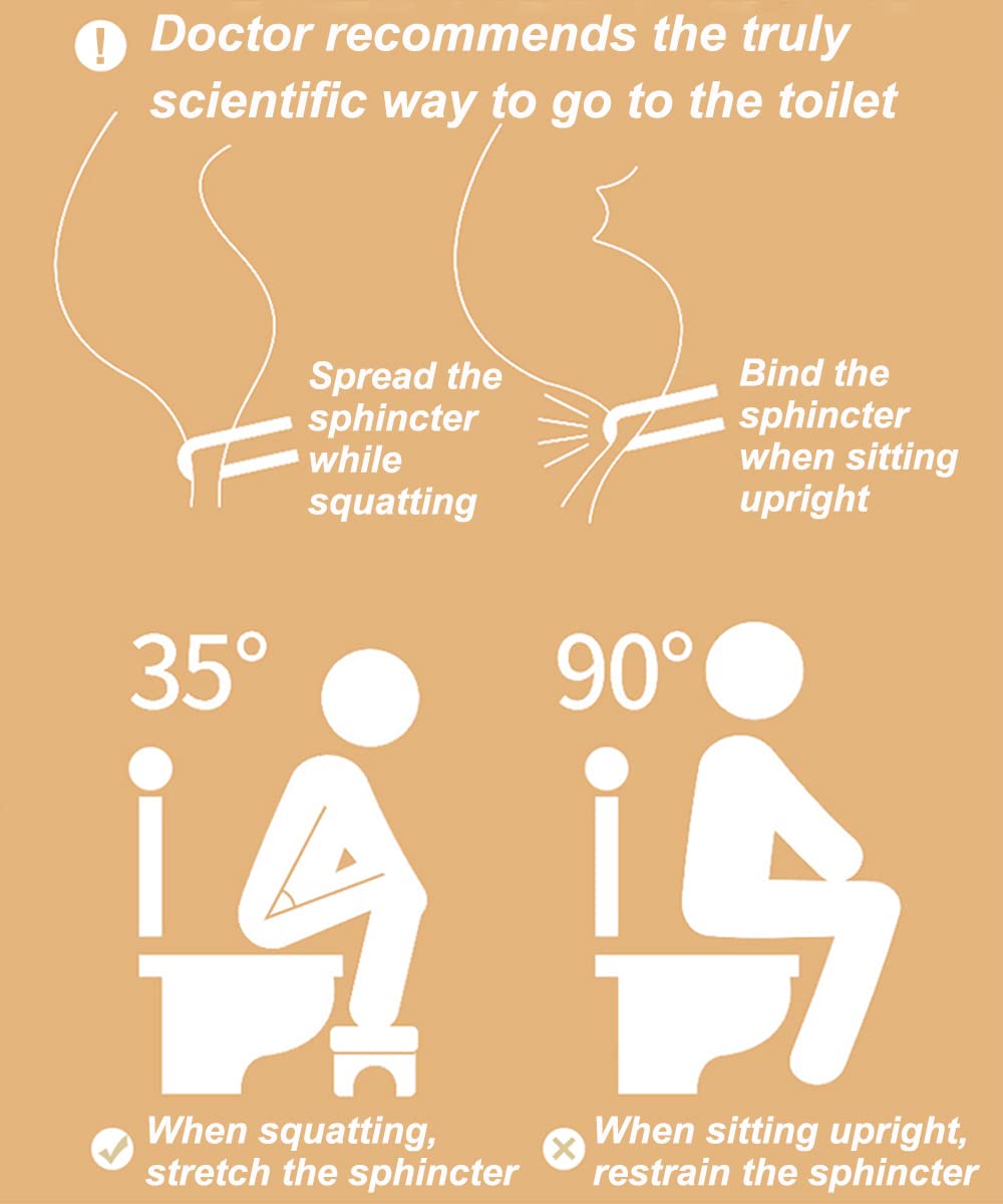 Bamboo Toilet Stool, 6.5" Toilet Stool Squat Adults & Kids, Portable Simple Curve Squat Toilet Potty Stool, Non-Slip Poop Stool for Bathroom, Improve Squatting Posture and Comfort (Brown)