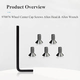 Ctuoptuo 𝟐𝟎 𝐏𝐜𝐬 of 970076 Wheel Center Cap Screws Allen Head & Allen Wrench, Fit for American Racing Torq Thrust Wheels