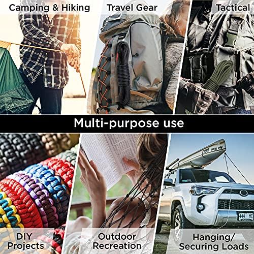 TECEUM 5/32" Paracord Rope 1000 – 1000ft / 200ft / 100ft / 50ft – Tactical Parachute Cord 4mm – 45+ Colors – Nylon String for Survival & Camping Gear – Stripe Cord for Survival – Utility Rope