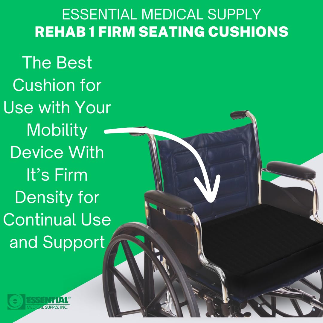 Essential Medical Supply Rehab 1 Foam Cushion - Extra Thick Seat Cushion for Office Chair, Wheelchair, and Car - Provides Additional Support and Pain Relief for Seniors - 18" x 16" x 3"