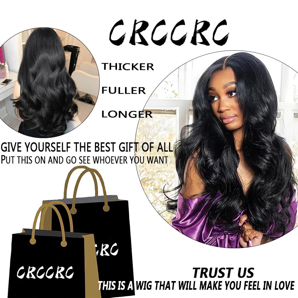 CRCCRC 30 Inch 13x6 Lace Front Wigs Human Hair 200% Density Body Wave HD Lace Front Wigs Human Hair Pre Plucked Natural Color Glueless Wig 100% Virgin Lace Front Wigs for Women