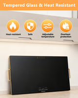 Electric Warming Tray 31.5" × 17.7", Glass-Top Full-Surface Food Warmer with Adjustable Temperature & Timer, Buffet Warming Tray for Parties, Sabbath, Holiday Parties, Daily Dining