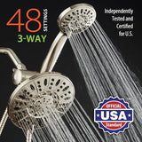 AquaDance 7" Premium High Pressure 3-Way Rainfall Combo with Stainless Steel Hose – Enjoy Luxurious 6-setting Rain Shower Head and Hand Held Shower Separately or Together – Brushed Nickel Finish