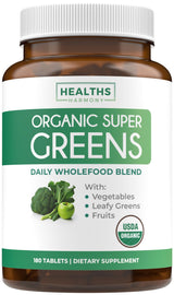 USDA Organic Super Greens Supplement - Organic Greens Fruits and Vegetable Supplement for Adults with 28 Superfood Complex with Superfruits Roots Herbs & More - Vegan & Non-GMO (Up to 3 Month Supply)