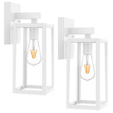 MAXvolador Outdoor Wall Sconce, Exterior Waterproof Lantern Light Fixtures, White Porch Light Toughened Glass, Anti-Rust E26 Patio Lighting, 2 Pack