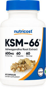 Nutricost KSM-66 Ashwagandha Root Extract 600mg, 60 Veggie Caps (3 Bottles) - 5% Withanolides - with BioPerine