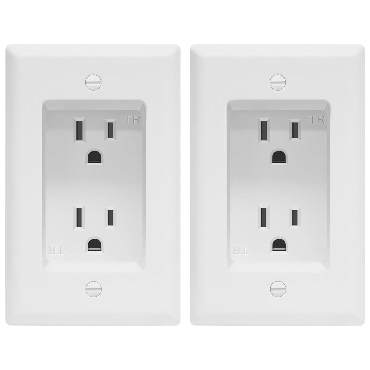 TOPGREENER Recessed Duplex Receptacle Outlet, Tamper-Resistant, Size 1-Gang 4.48" x 2.76", 15A 125V, TG15RD31-2PCS, White, 2 Pack
