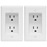 TOPGREENER Recessed Duplex Receptacle Outlet, Tamper-Resistant, Size 1-Gang 4.48" x 2.76", 15A 125V, TG15RD31-2PCS, White, 2 Pack