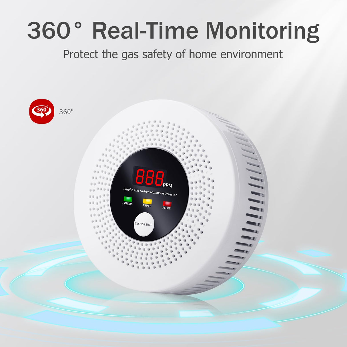 2-in-1 Smoke and Carbon Monoxide Detector 10-Year Battery-Powered CO Alarm with Clear LCD Display and Sound Warning for Home Reliable Detector for Enhanced Safety and Protection (Includes Batteries)