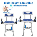 Shower Chair with Arms and Back for Seniors Elderly Handicap Disabled Or Bariatric Adults Heavy Duty 500 Lbs Adjustable Stool Bench Seat for Inside Shower Stall and Bathroom Bath Tub Chairs