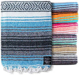 Benevolence LA Authentic Handwoven Mexican Blanket | Yoga Blankets, Outdoor, Picnic, Beach, Camping | Equestrian Saddle | Serape 50x70 inches - Sky Blue, Pack of 1