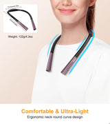 Gritin Book Light, Eye Caring 4-Color & 5-Brightness Neck Light Reading Light- Stepless Dimming,30-min Timer,80+ Hrs Runtime,Bendable Round Neck Design, Lightweight for Reading-Midnight Purple