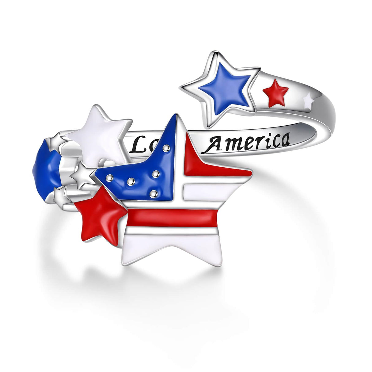 Sariel American Flag Ring 925 Sterling Silver July 4th Red White and Blue Jewelry Independence Day Gifts for Women (1)