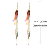 Bohemian Feather Dangle Earrings for Women with Shell Beads Long Tassel Design Drop Earrings (Style-Boho)