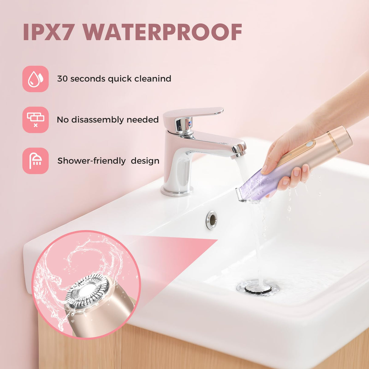 PVBKZ 2 in 1 Bikini Trimmer for Women, Dual Head Electric Razor, IPX7 Waterproof Wet/Dry Use Women Electric Shaver, Painless Body Facial Hair Remover for Bikini Legs Arm Underarm, Rechargeable