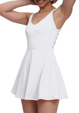 EUISVI Womens Tennis Workout Dress with Easy Bathroom Shorts Romper Cut Out Twisted Athletic Dresses for Women