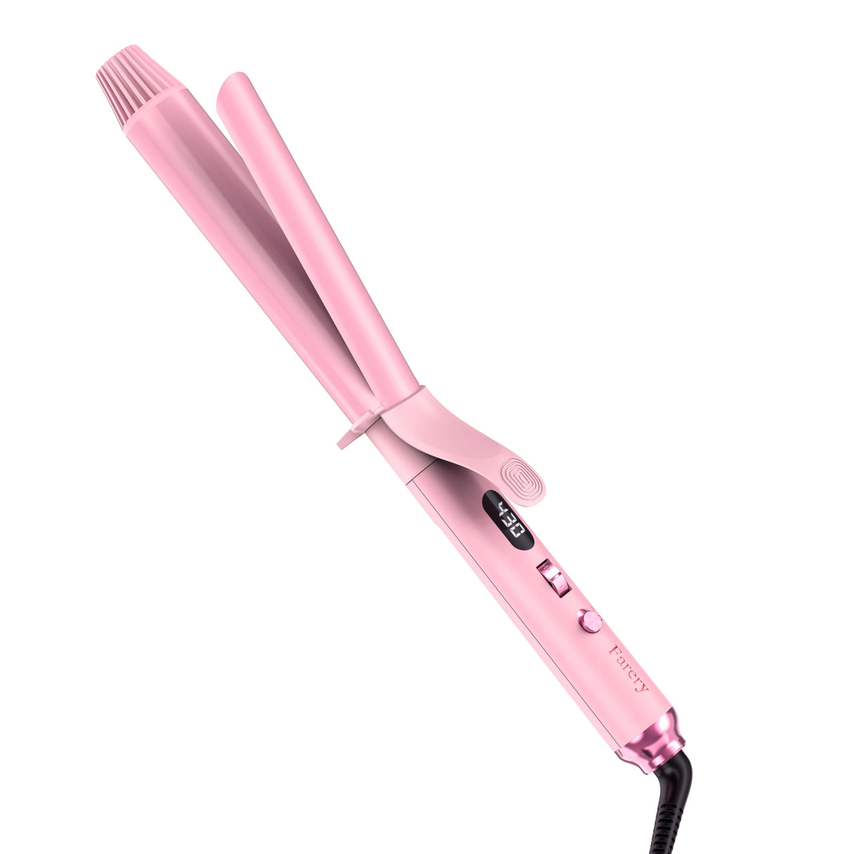FARERY Long Barrel Curling Iron 1 1/4 inch, 1.25 Inch Curling Iron for Thin Hair, Infused Argan Oil & Keratin, 11 Adjustable Temp, Include Clips & Silicone Pad, Pink
