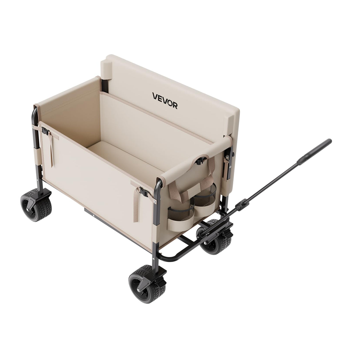 VEVOR 3-in-1 550lbs/220L Large Collapsible Folding Wagon, Convert to Bench, Foldable Beach Wagon with Wheels for Sand, Outdoor Utility Wagon for Groceries, Camping, Sports, Shopping