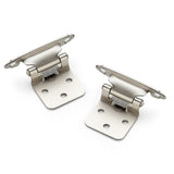 Ravinte 50 Pack (25 Pairs) 1/2 inch Overlay (Variable) Cabinet Hinges, Self-Closing Semi-Concealed Face Mount, Satin Nickel Decorative Hardware with Door Bumpers for Kitchen & Cupboard Doors, Silver