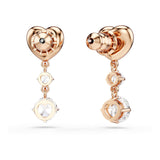 Swarovski Lifelong Heart Drop Pierced Earrings for Women, Set of White Crystal Heart Design Earrings with Rose-Gold Tone Plating