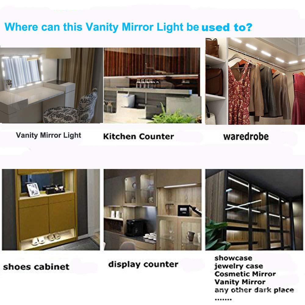 Led Vanity Mirror Lights, Hollywood Style Vanity Make Up Light, 10ft Ultra Bright White LED, Dimmable Touch Control Lights Strip, for Makeup Vanity Table & Bathroom Mirror, Mirror Not Included