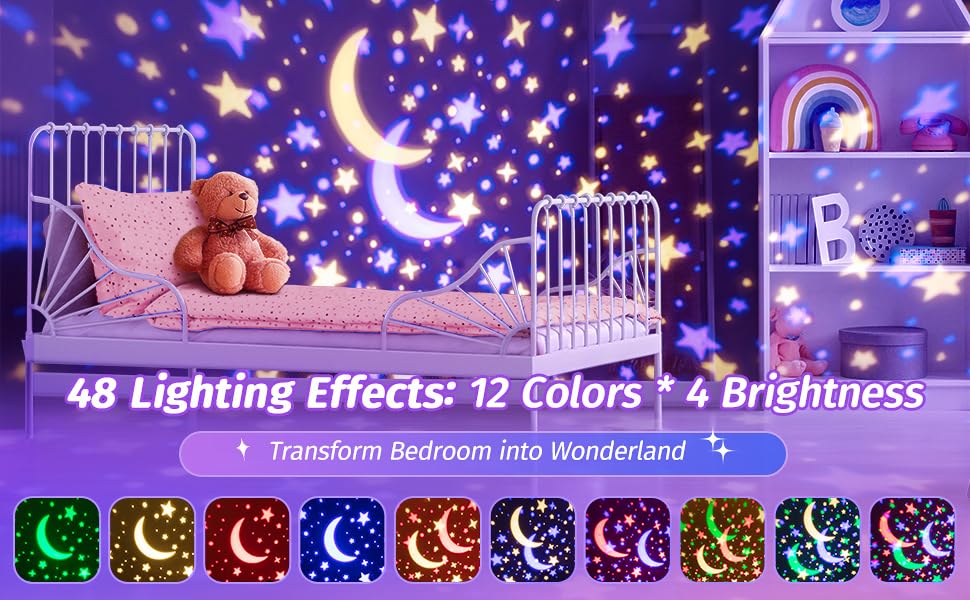 One Fire Star Projector Night Light for Kids Room, Bluetooth Speaker+Remote, 48 Lighting Cool Star Light Projector, Kids Room Decor, Christmas Gifts