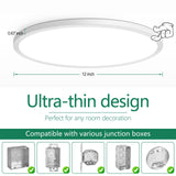 Brightever 4Pack LED Flush Mount Ceiling Light Fixture, 12 Inch 24W, Super Slim 0.67 Inch, 3200LM, Dimmable & 2700K-6500K 5 Color Selectable LED Ceiling Lights for Bedroom