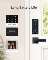 Philips Smart Lock with Handles, Keyless Entry Front Door Lock Set, Smart Keypad Deadbolt with Handle, Digital Door Lock for Front Door, App Fingerprint PIN Code Unlocking, Auto Locking