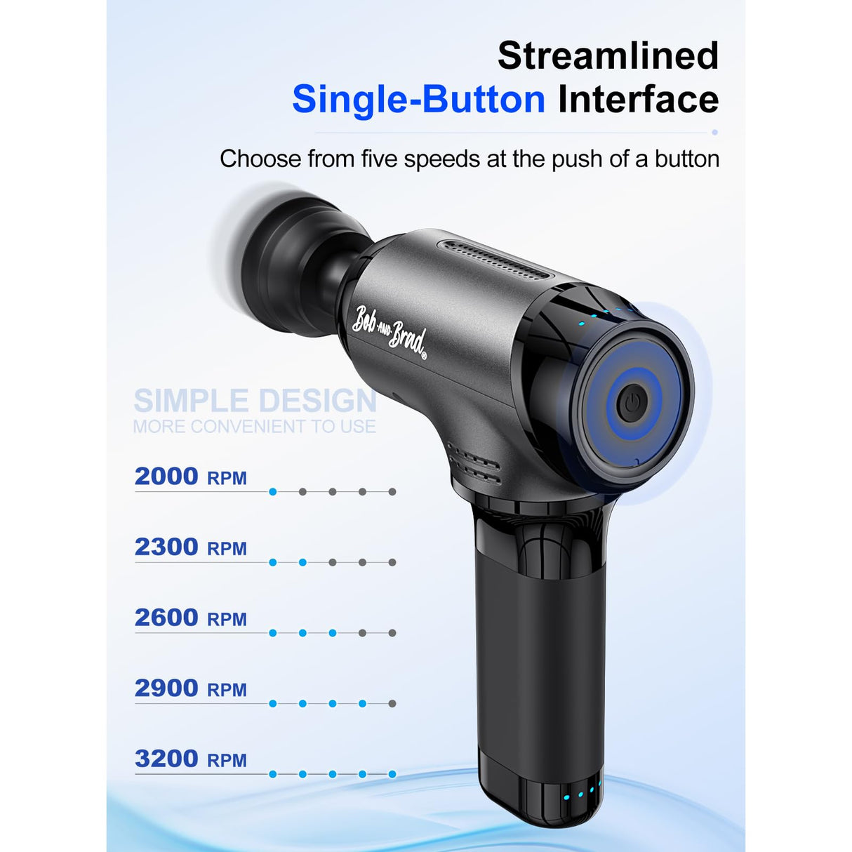 BOB AND BRAD T2 Massage Gun, Deep Tissue Percussion Muscle Massage Gun for Back and Neck, Upgraded 4000 mah Battery, Handheld Electric Back Massager for Athletes Pain Relief, FSA and HSA Eligible