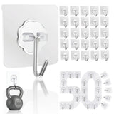 DDMY Hooks for Hanging, 50 Pack Wall Hooks 50lb(Max) Transparent Reusable Waterproof Adhesive Hook for Kitchen Curtain, Towel Hook for Bathrooms, Heavy Duty Self Coat Hook for Walls No Damage