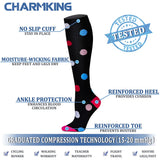 CHARMKING Compression Socks for Women & Men (8 Pairs) 15-20 mmHg Graduated Copper Support Socks are Best for Pregnant, Nurses - Boost Performance, Circulation, Knee High & Wide Calf (L/XL, Multi 20)