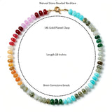 Zissunbeam Bead Gemstone Choker Necklace for Women,Colorful Natural Stone Beaded Statement Boho Beach Charm Necklace Jewelry for Women,Rainbow Stone Charm Trendy Necklaces