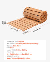 VEVOR Wooden Garden Pathway, 8 ft L x 17 in W, Non-Slip Straight Garden Walkway, Roll Out Cedar Outdoor Walkway Path with Wire Rope Connection, Decorative Garden Paver for Backyard Wedding Party