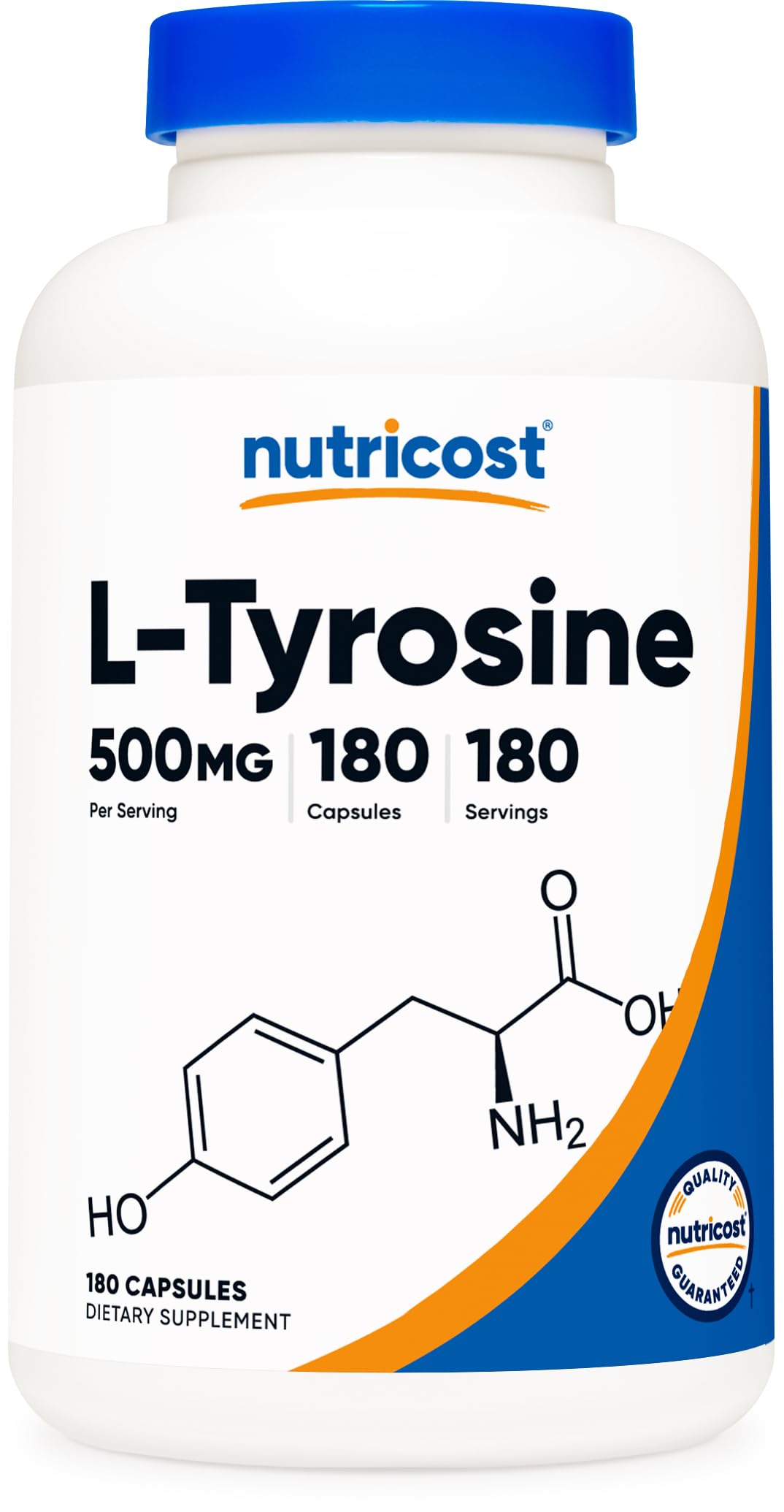 Nutricost L-Tyrosine 500mg, 180 Capsules (2 Bottles)