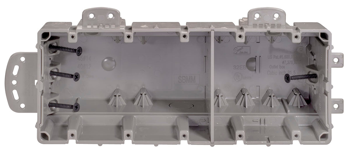 Southwire MSBMMT5G 5 Gang Multi Mount Device Box with Depth Adjustable; Heavy Duty 42lb ; Gray