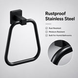 Matte Black Towel Ring for Bathroom 2 Pack, Kitchen Bath Towel Holder Hangers Wall Mount Heavy Duty Stainless Steel