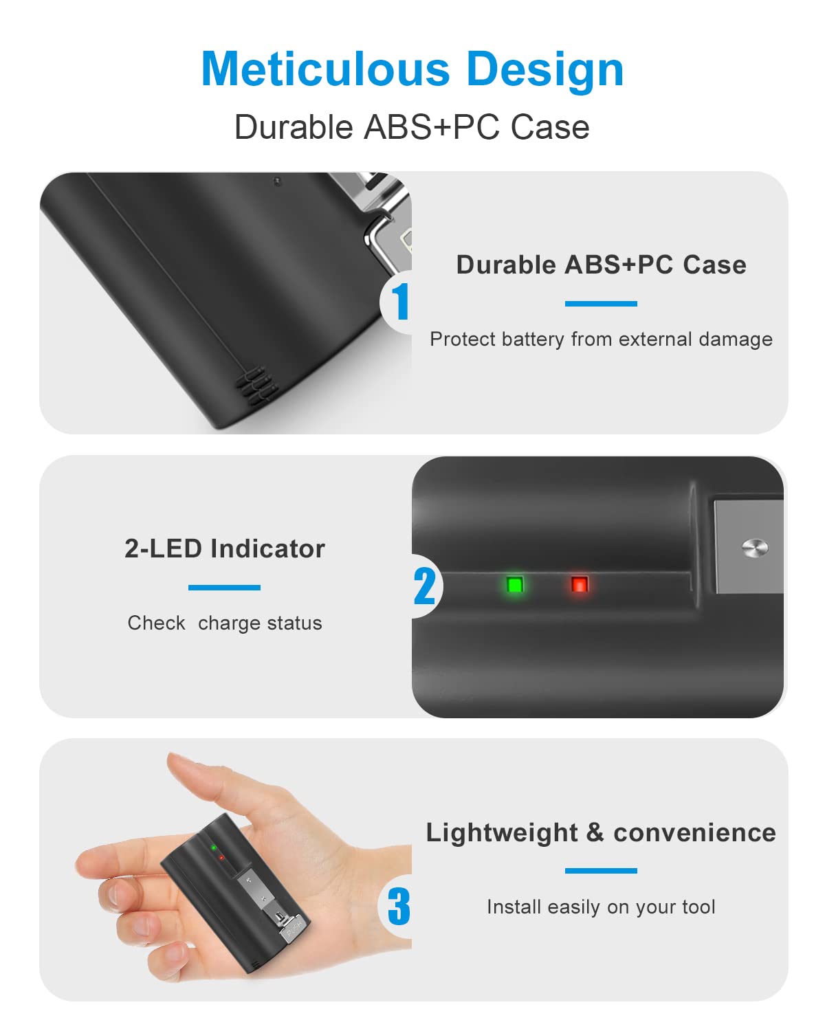 2Pack Replacement for Ring Battery Compatible with Ring-Doorbell-Camera 2/3/4/3plus, Stick Up Camera (2nd and 3rd Gen), Also for Spotlight Cam and Peephole Cam, Rechargeable 3.65V 6040mAh Battery